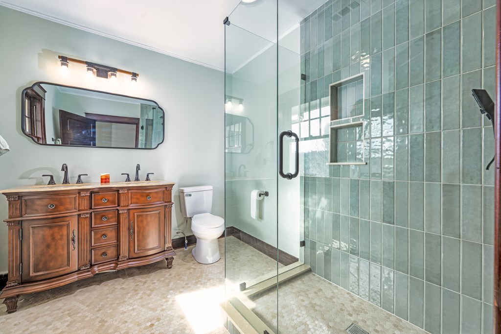 366 Hill Street Murphy, NC 28906 - Photo 24 of 39 a bathroom with a granite countertop sink mirror and toilet