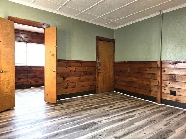 a view of wooden door