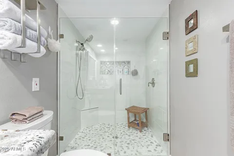 a bathroom with a shower