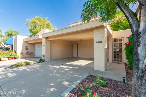 a view of a house with a patio