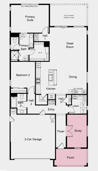 10371 Evangaline Way Elk Grove, CA 95757 - Photo 2 of 19 Additional Highlights Include: Covered outdoor living, study in place of flex, pre-plumb sink at laundry, upgraded appliances, undermount sinks, and trash roll out at kitchen.