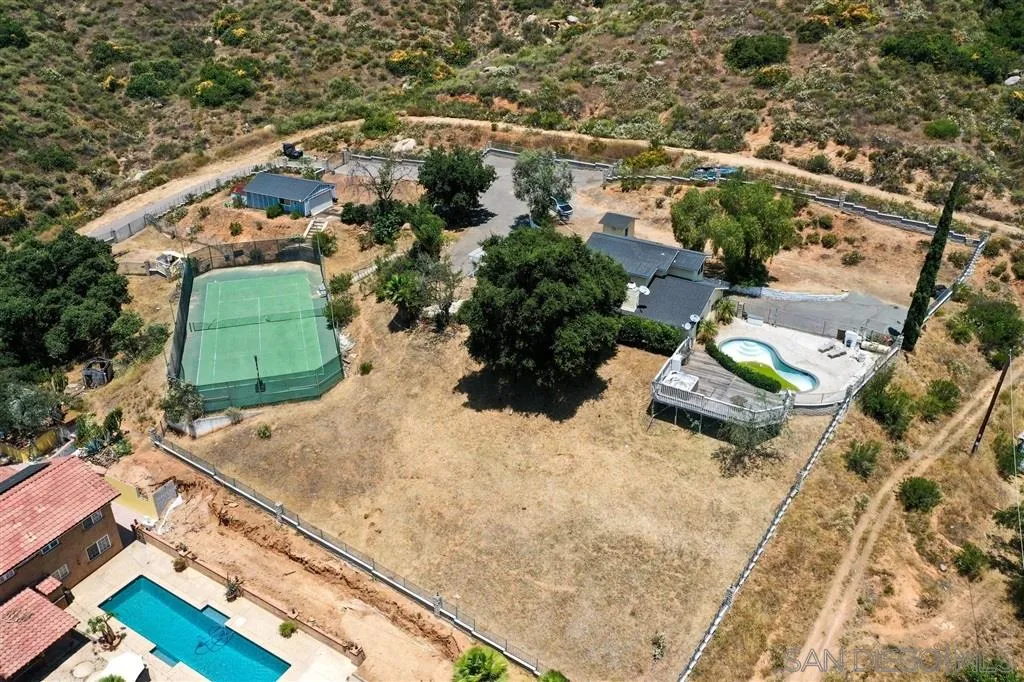 an aerial view of a house