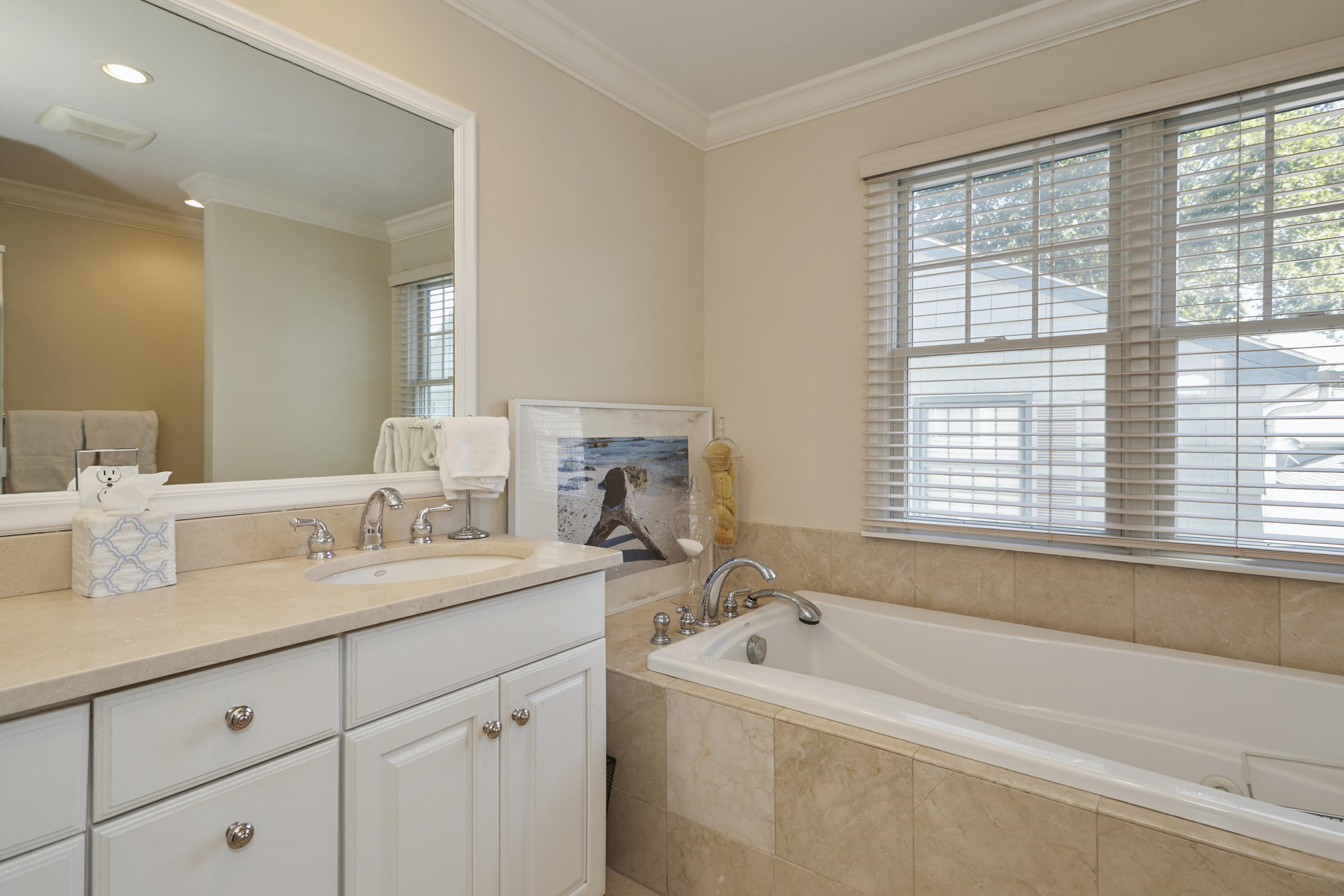 14 Richmond Road Rowayton, CT 06853 - Photo 13 of 28 a bathroom with a granite countertop sink and a bathtub