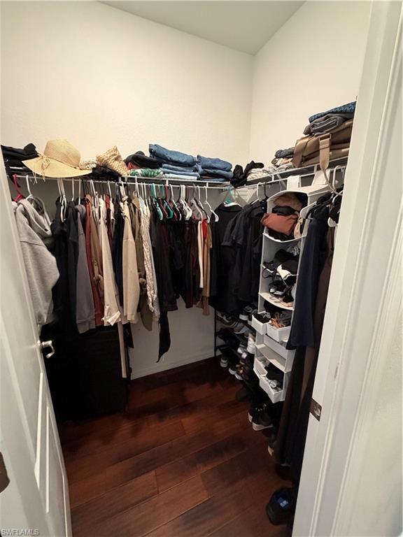 4284 Raffia Palm Circle Naples, FL 34119 - Photo 32 of 50 Walk in closet with dark wood-type flooring