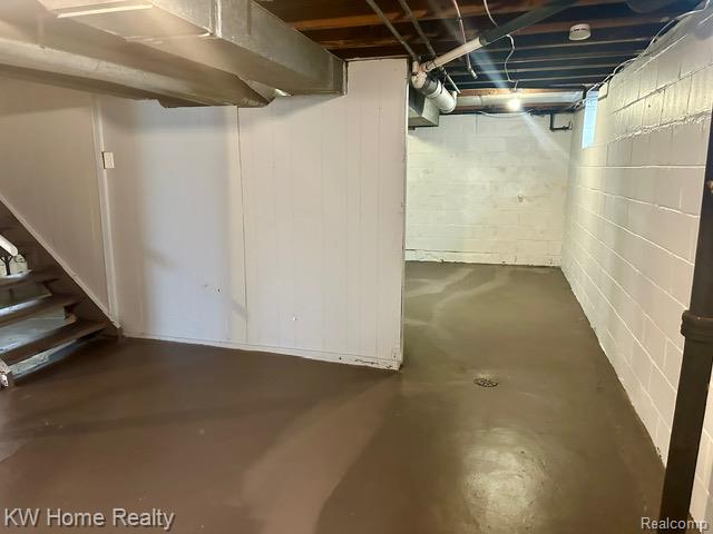 4607 Cadieux Road Detroit, MI 48224 - Photo 12 of 18 Unfinished basement with stairway