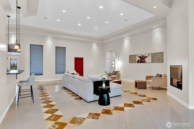 a living room with furniture