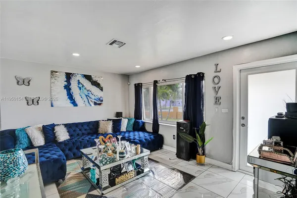 a living room with furniture
