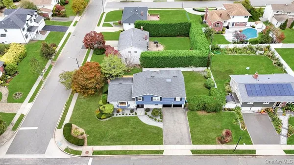 an aerial view of a house
