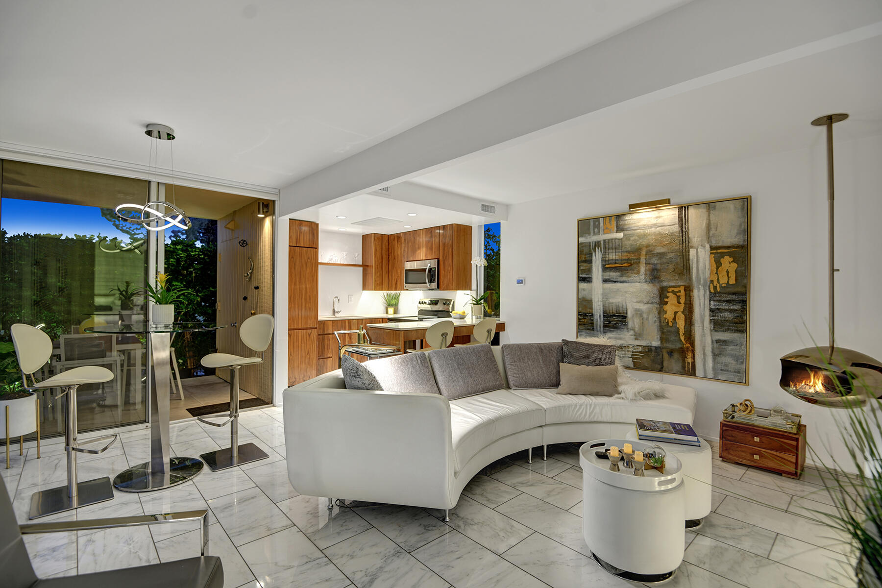 360 Cabrillo Road, Unit 202 Palm Springs, CA 92262 - Photo 43 of 49 LIVING DINING AND KITCHEN NIGHT MLS