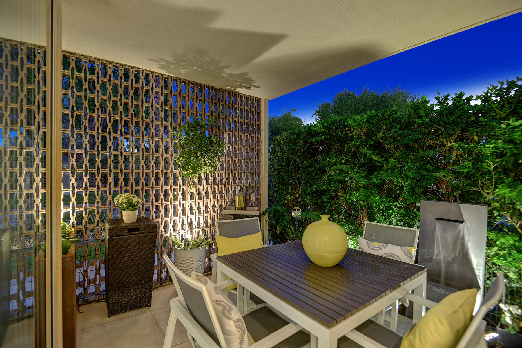 360 Cabrillo Road, Unit 202 Palm Springs, CA 92262 - Photo 46 of 49 BACK PATIO NIGHT MLS