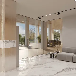 a living room with furniture