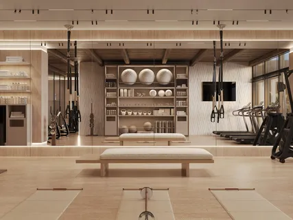 a living room with furniture