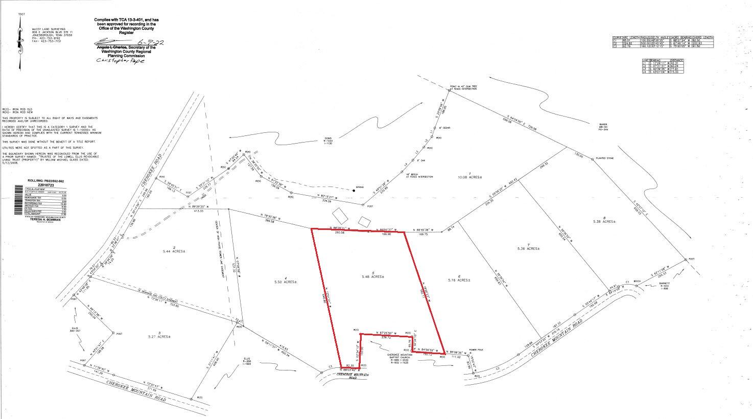 5 Cherokee Mountain Road, Unit 5 Jonesborough, TN 37659 - Photo 3 of 3 Plat map lot 5