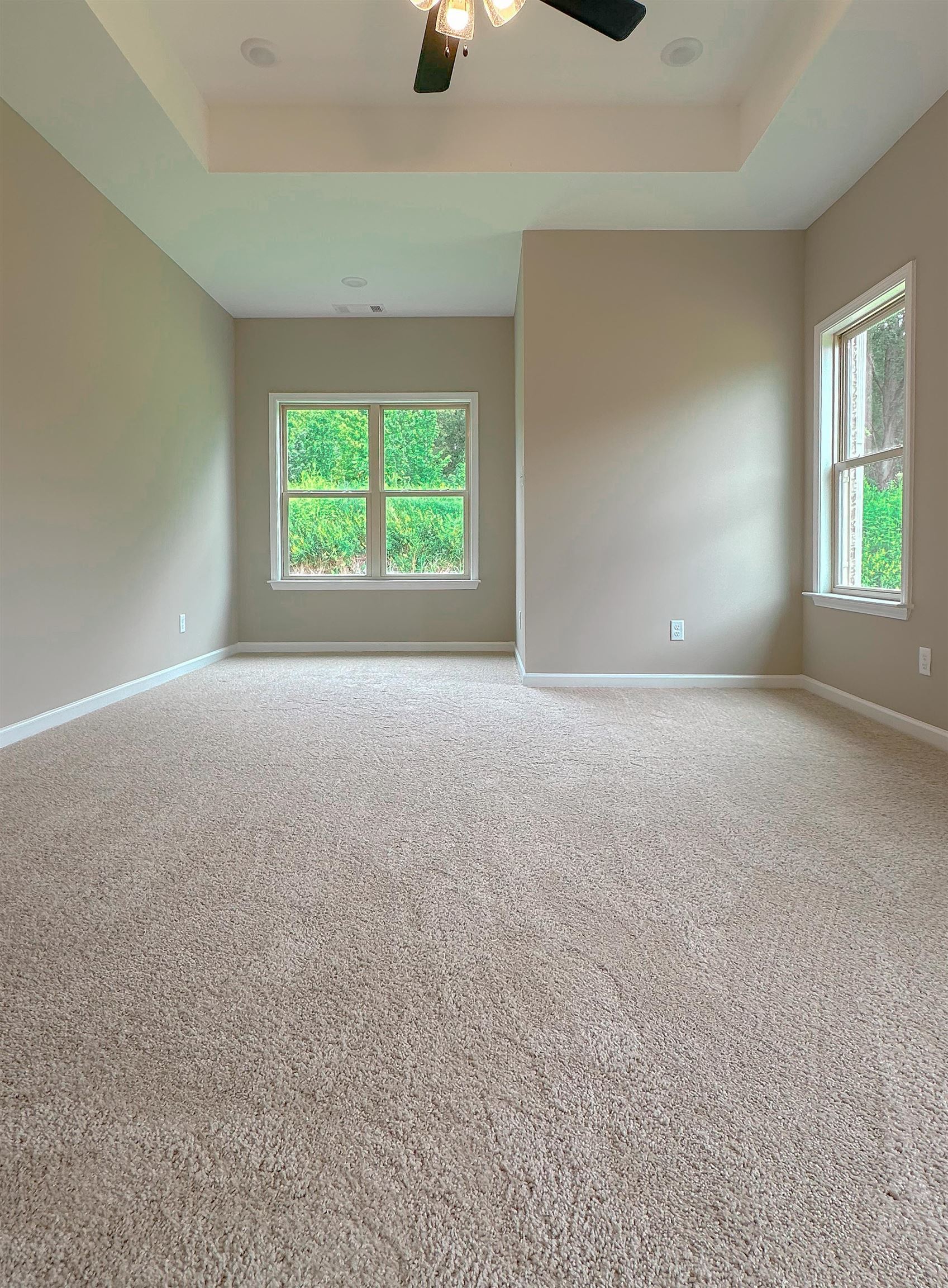 126 Stewart Road Munford, TN 38058 - Photo 12 of 23 Empty room with ceiling fan, a raised ceiling, and carpet floors