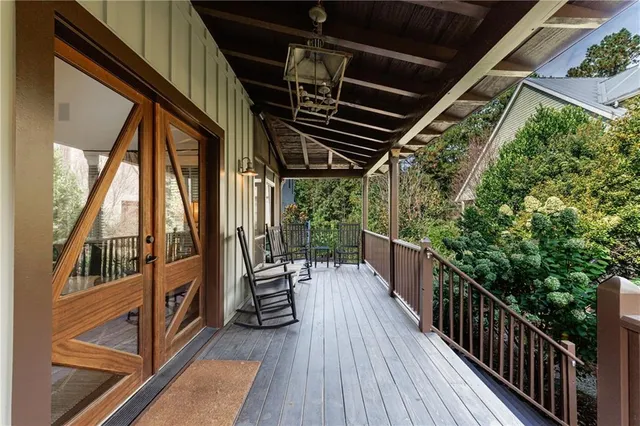 a view of deck with seating space