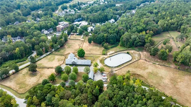 an aerial view of a house