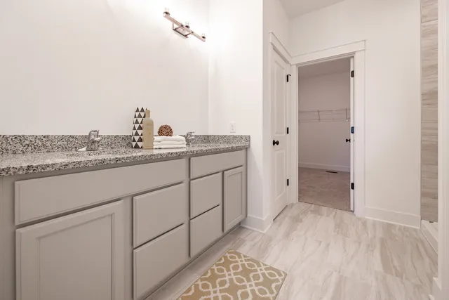 a bathroom with a bathtub