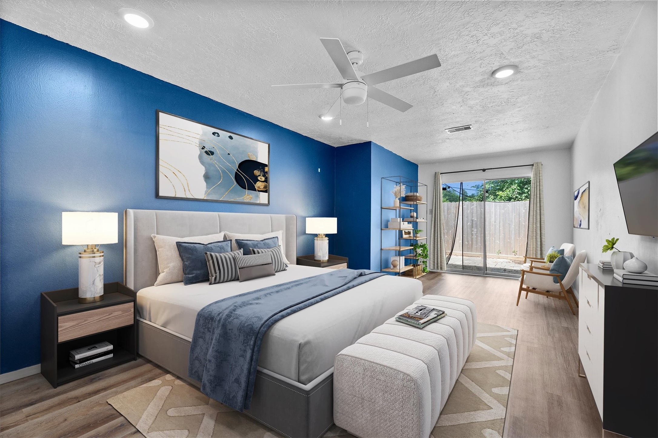 6631 Ambler Drive Spring, TX 77379 - Photo 21 of 37 a bedroom with a bed and a chandelier