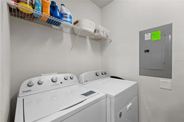 an outdoor space with furniture