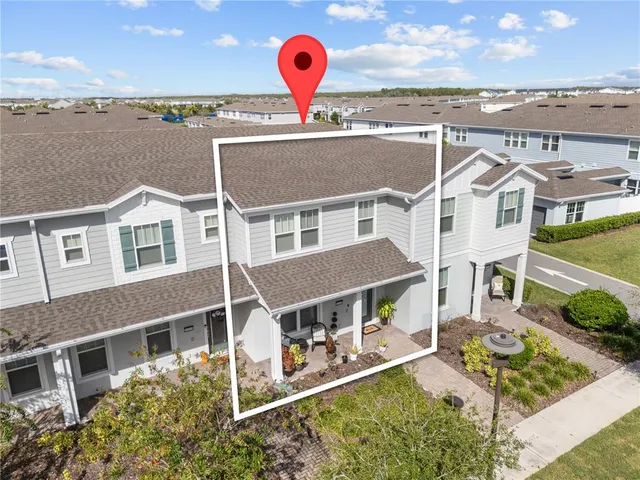 an aerial view of a house