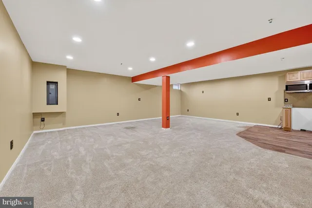 a view of a livingroom with a staircase