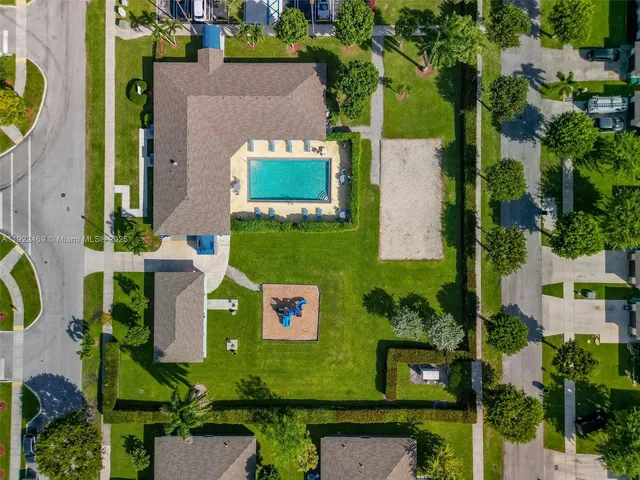 an aerial view of a house