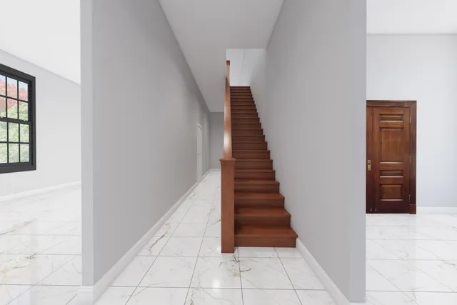 a view of entryway and hall with a window