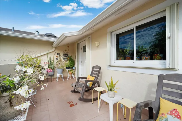 a view of porch with seating space