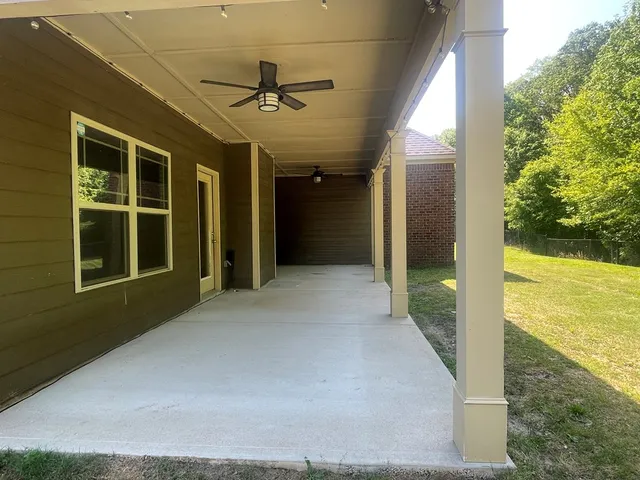 a view of a room with racks on the wall
