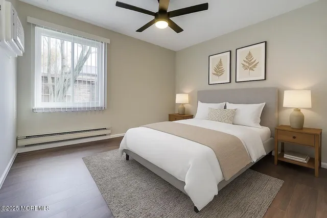 a bed room with a bed and a window