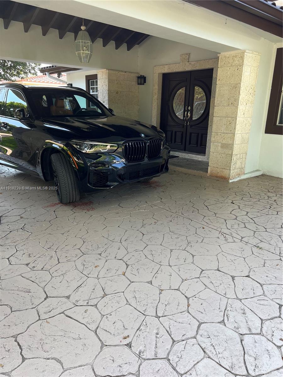 a car parked in a garage
