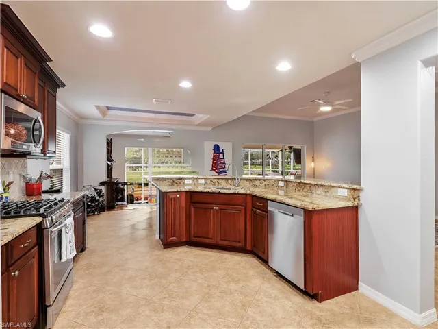 a kitchen with lots of counter top space