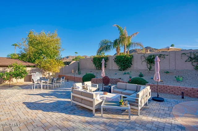 a building outdoor space with patio furniture