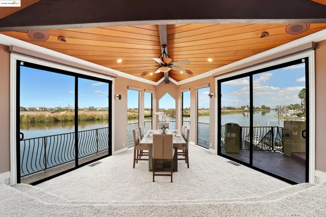 a living room with a large window
