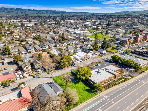 an aerial view of a city