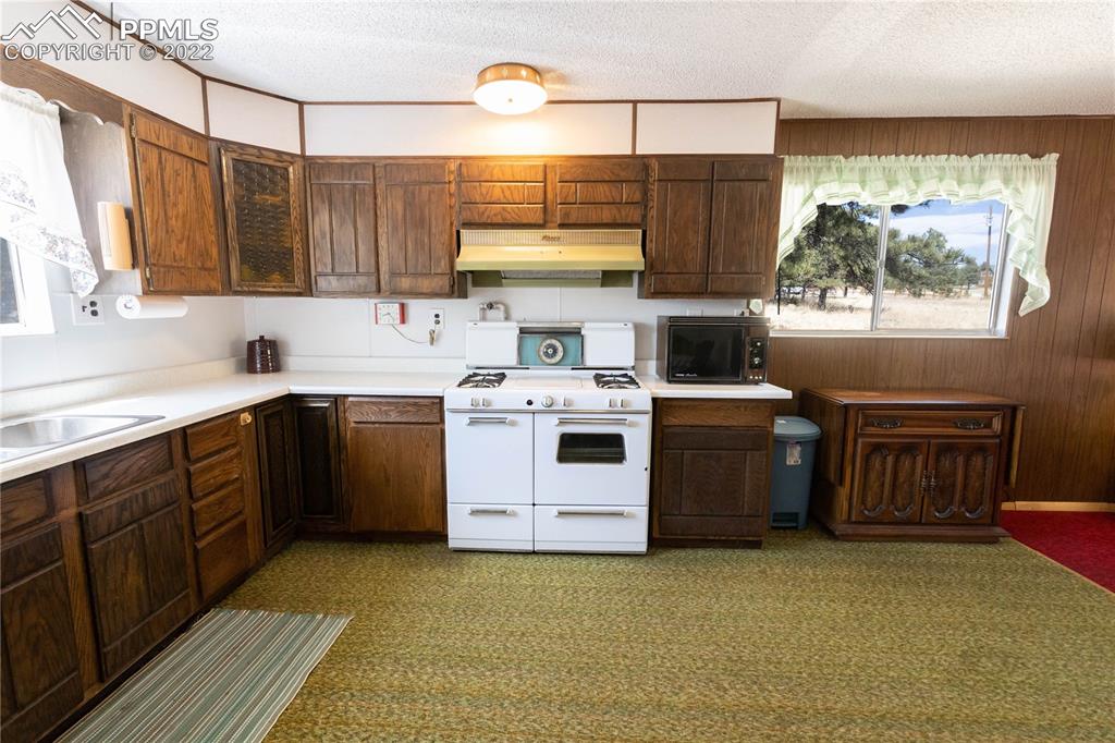 442 Due S Road Florissant, CO 80816 - Photo 29 of 43 a kitchen with stainless steel appliances a stove sink and cabinets