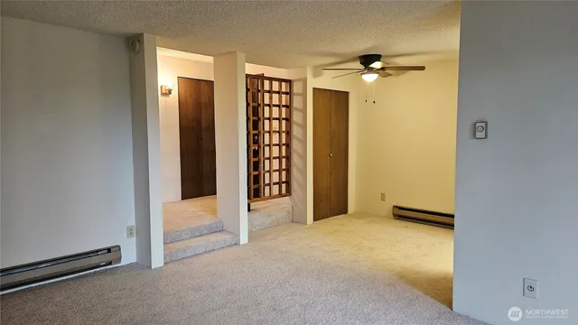 a living room with fireplace