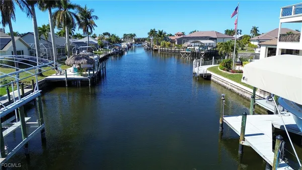 a view of a lake with a house