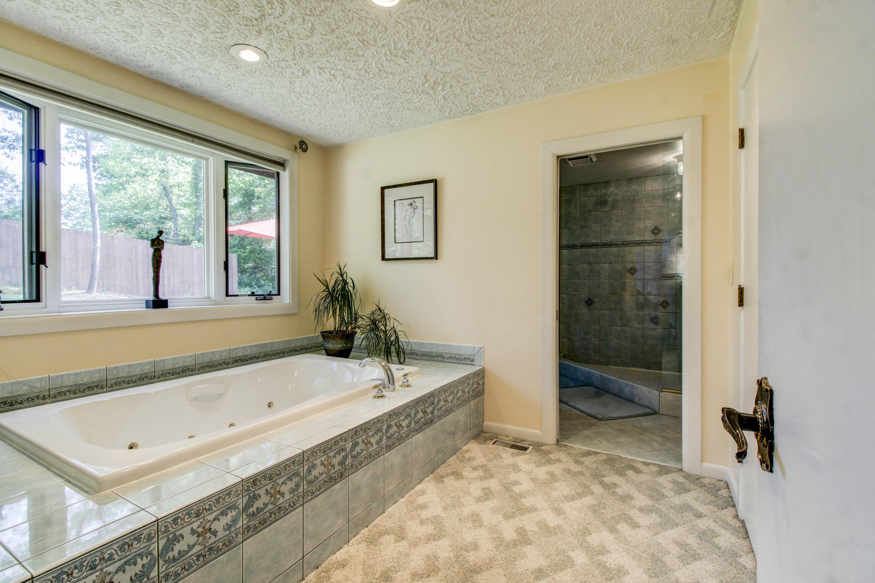 16 Stonehaven Lane Blue Ridge, VA 24064 - Photo 30 of 46 a bathroom with a tub a sink and a large window
