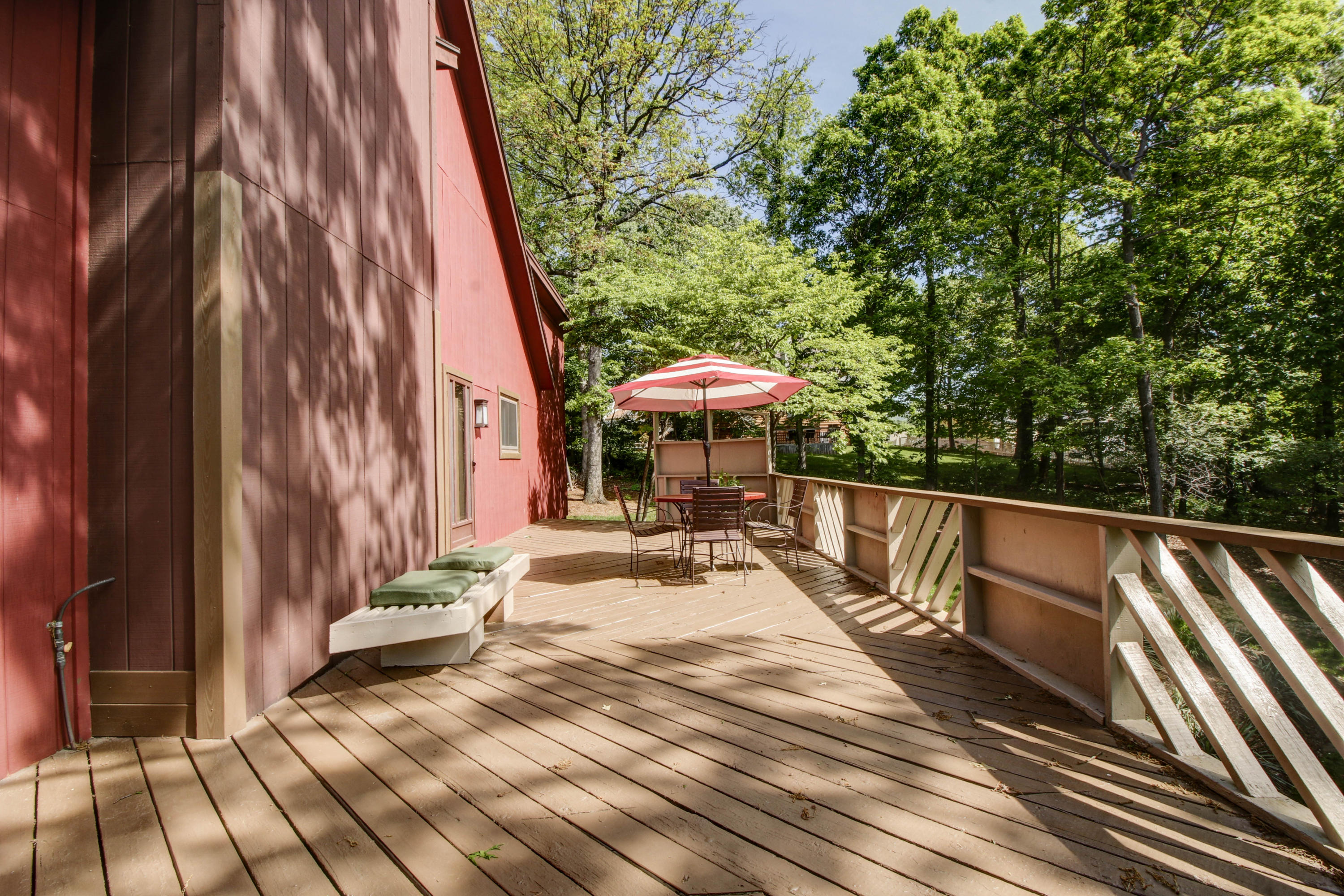 16 Stonehaven Lane Blue Ridge, VA 24064 - Photo 42 of 46 a view of balcony with wooden floor and outdoor seating