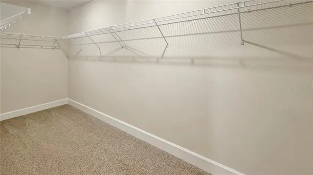 a view of a room with racks on the wall