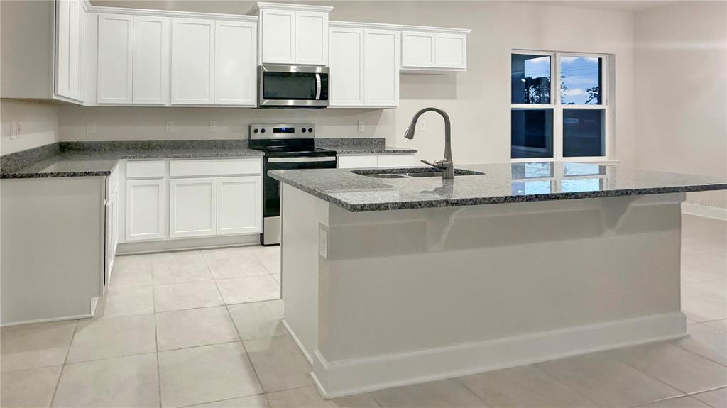 4092 Sagefield Drive Harmony, FL 34773 - Photo 4 of 16 a kitchen with stainless steel appliances granite countertop a sink a stove and a microwave