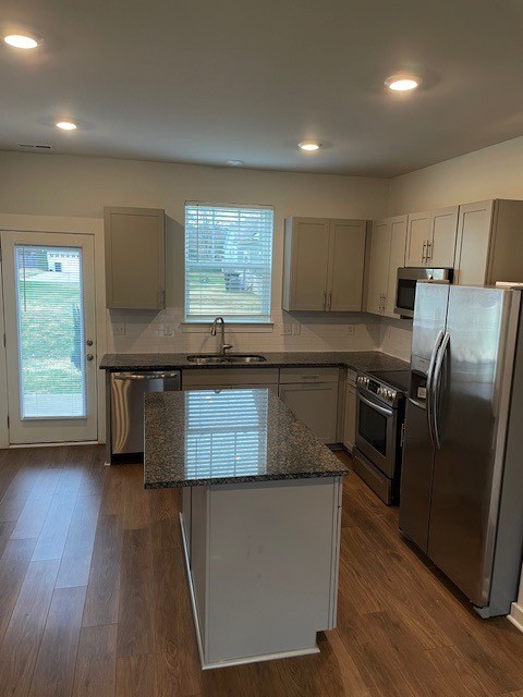 1741 Frodo Way Murfreesboro, TN 37128 - Photo 3 of 10 a kitchen with stainless steel appliances granite countertop a stove a sink a refrigerator and a microwave