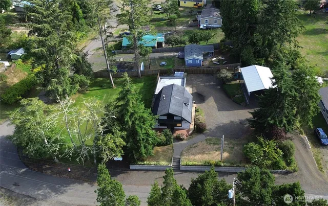 an aerial view of a house