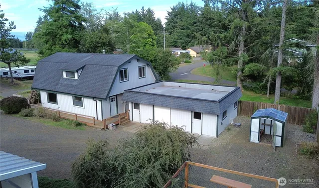 an aerial view of a house