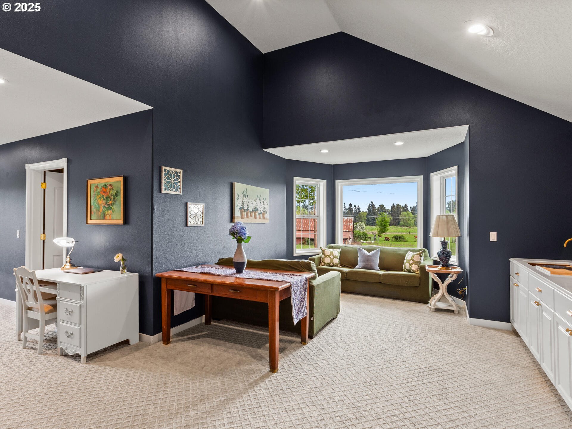 23751 Schultz Road Northeast Aurora, OR 97002 - Photo 26 of 48 a bedroom with furniture and large windows