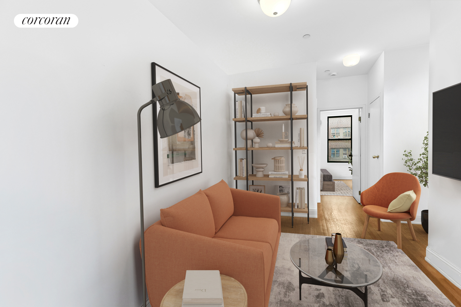 248 East 3rd Street, Unit 3B Manhattan, NY 10009 - Photo 3 of 11 a living room with furniture a lamp paintings and a window