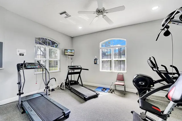 a view of a room with gym equipment
