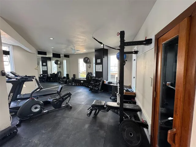 a view of a room with gym equipment