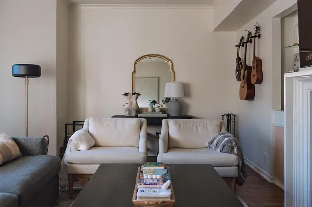 a living room with furniture and a couch